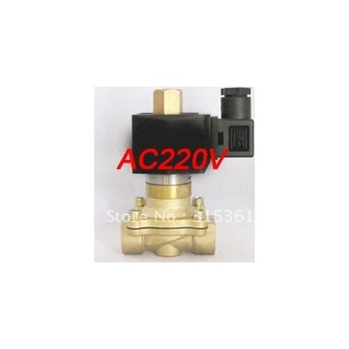 Free Shipping 5PCS 220VAC 1/2'' Brass Water Normally Open Solenoid Valve 2W160-15-NO