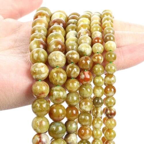 New High Quality 6-10mm Natural Stone Bead For Jewelry Making DIY Round Green Dragon Stone Bead Charm Bracelet Necklace Handmade