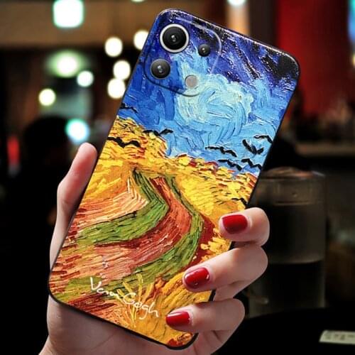Coque Fundas Xiaomi Mi 11 Lite Case Cover Mi11 Ultra 11lite Xiomi mi8 mi9 Shell Emboss Famous Painting Protective Smartphone Bag