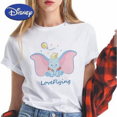 Dumbo Disney T shirt Women 2021 Love Flying Dumbo Summer Streetwear Casual Cropped sleeve Tops Female Popular Animation Clothes