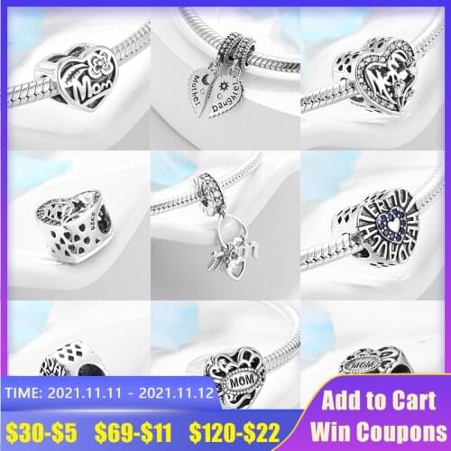Daughter Love Heart 925 Sterling Silver Pendant Beads Fits Original Designer Charms Bracelets Fine Jewerly Making