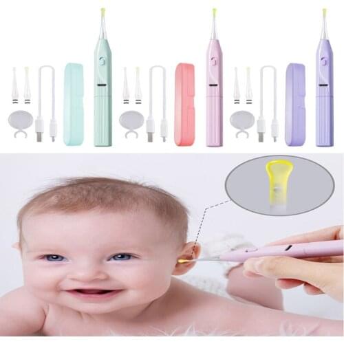 Electric Vacuum Earwax Remover with LED Light Ear Wax Removal Cleaner Safety Painless Ear Cleaning Tool Kit for Adults Kids