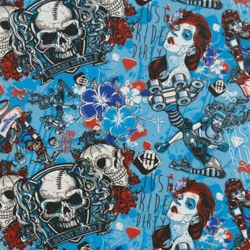0.5mX2m blue beauty with skull pattern hydrographic CSKY888 water transfer vinyl