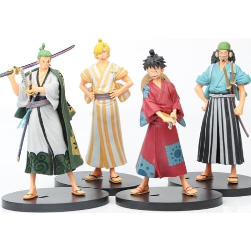 17cm One Piece Figure Toys Luffy Zoro Sanji Usopp Straw Hat Pirates Warrior with Sword Anime Model Dolls