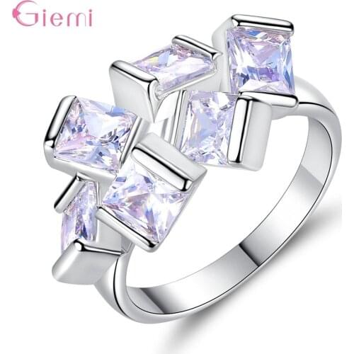 Genuine 925 Sterling Silver Rings For Women High Quality Promise Rings Sparkling Crystal Rings Jewelry For Wife Girlfriend Lover