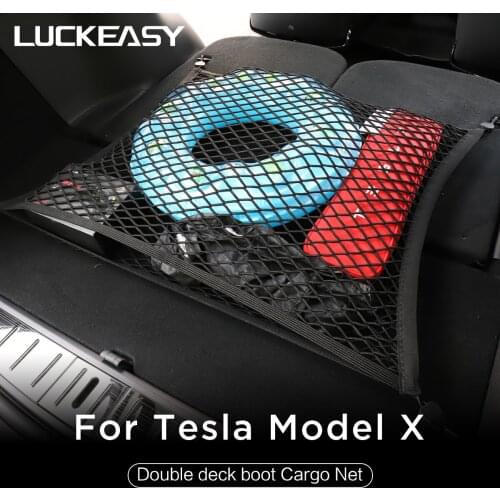LUCKEASY Interior modification double deck boot cargo net for Tesla ModelX 2017- 2021 prevent items from rolling and falling