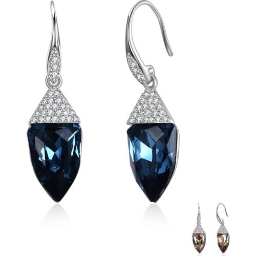 SILVERHOO 925 Sterling Silver Embellished With Crystal From Austria Cute Water Drop Earrings Hot Selling Women Fine Jewelry