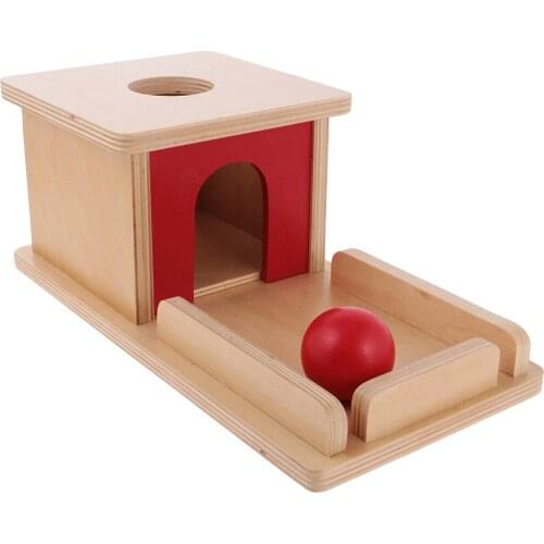 Montessori Sensorial Material Object Permanence Box with Tray and Ball Matching Game Kids Family Educational Training Toys DIY
