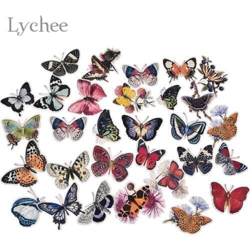 Lychee Life 31pcs Butterfly Stickers Colorful Adhesive Diary Decals DIY Album Arts Crafts Scrapbooking Decoration