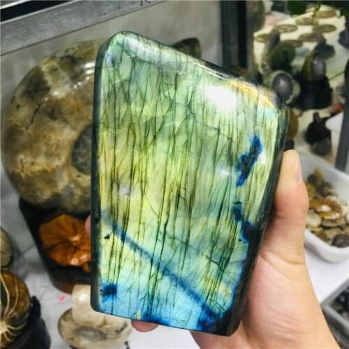 Natural Crystal Moonstone Raw Gemstone Ornament Polished Quartz Labradorite Handicraft Decorating Stone Healing