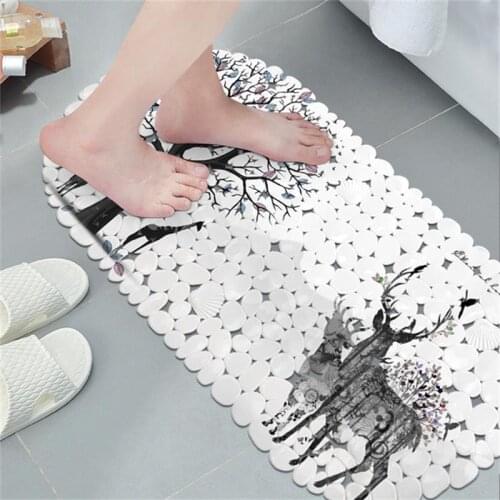 New Bath Mats 69*35cm Anti-Slip PVC Bathroom Shower Carpet Safety Bathtub Mats With Suction Massage Pad Floor Rug Multi-Color