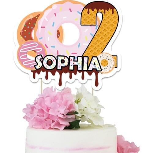 Donut Theme Party Cake Topper Dessert Tea Time Donuts Baby Kids Birthday Event Party Decorations Supplies Custom-made Topper