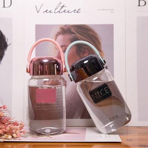 Accurate and Compact Glass Girl Portable Portable Cup Korean Version Cute Couple Water Cup Travel Car Water Bottle Glass Cups