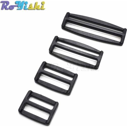10pcs/pack Plastic Curve Tri-Glide Slider Adjustable Buckle for Bags Webbing Black