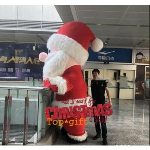 Christmas Inflatable Santa Claus Mascot Christmas Costume Plush Dress Suit Adult Performance Props