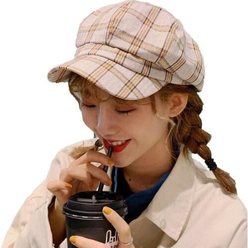 2021 New Spring Summer Childrens Octagonal Hat Women British Retro Korean Newsboy Painter Tide Beret Cap Sunshade Sun Hats