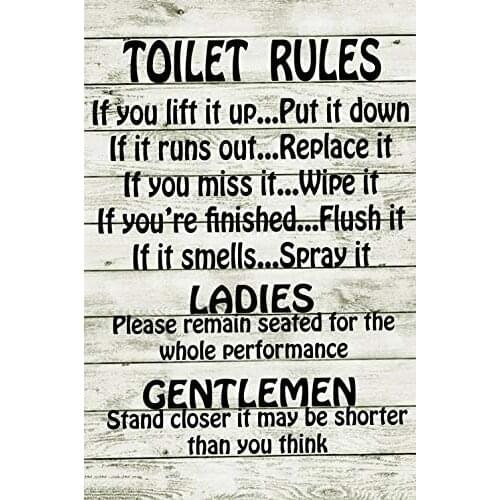 SIGNCHAT Toilet Rules Metal Sign Bathroom List Novelty Put It Clean Plaque Funny Joke Wc Metal Decor Sign 8x12 inch
