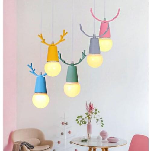 Nordic E27 LED chandelier Elk shape pendant light for bedside bedroom living room study Childrens room illumination fixture