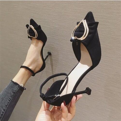 High Heel 2020 Women Sandals Khaki Buckle Crystal Sandals Sexy Official Elegant Fashion Woman Sandals