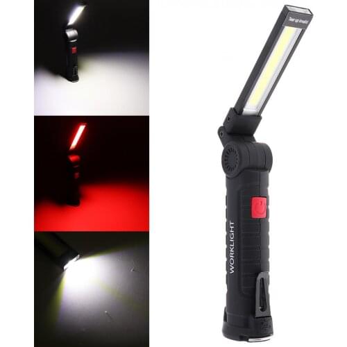 W51 Portable 5 Mode COB Flashlight Torch USB Rechargeable LED Work Light Magnetic COB Hanging Hook Lamp for Outdoor Camping