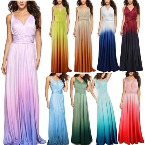 Ladies Gradient Silp Maxi Dress Evening Party Cocktail Strappy Long Dresses