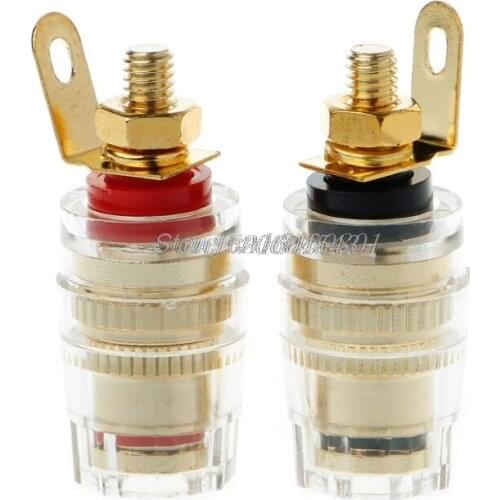 1pair/2pcs Banana Connector 4mm Thread Medium Amplifier Speaker Spade Terminal Binding Post Banana Plug Socket Connector 33MM