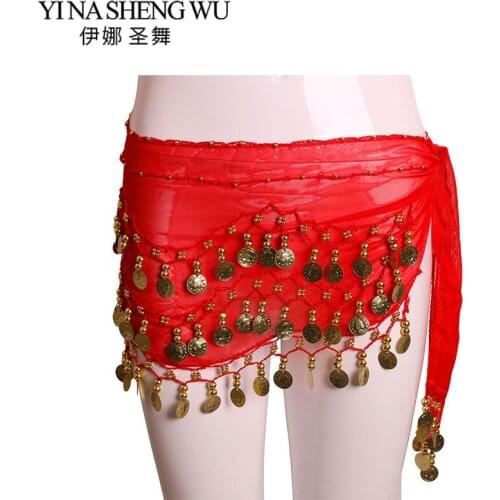 1Pc New Women Belly Dance Hip Scarf Accessories 3 Layers Coins Belts Belly Dancing Beaded Coin Waist Chain Girls Dance Hip Scarf