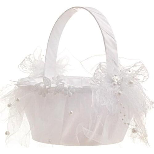 1pc Wedding Basket Party Pearl Rhinestone Bride Basket for Ceremony Birthday Bridal Baby Shower Decorating