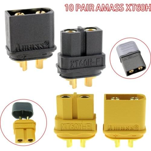 10pair/lot Amass XT60H XT60H-F XT60 Bullet Connector Plugs with Sheath Gold Plated Male Female for For RC Lipo Battery
