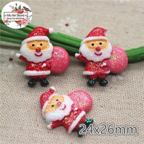 10pcs Father Christmas with gift bag Resin flatback Cabochon Art Supply Decoration Charm Craft 24x26mm