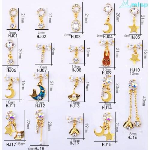 100 Pcs/Pack 3D Nail Art Jewelry Zircon Chain Tassel Chain,Bow,Unicorn Nail Zircon Alloy Crystal Rhinestone Pearl Charm,HJ01-19