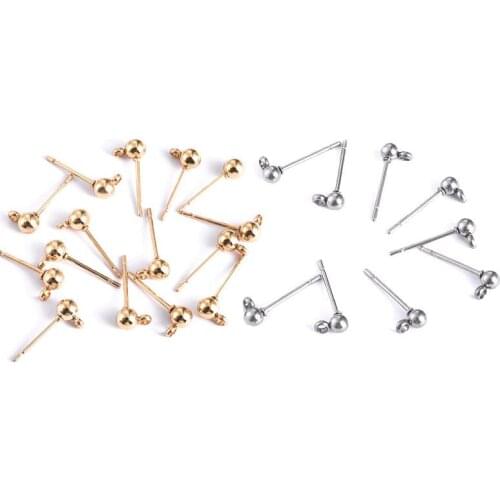 20pcs Stainless Steel Pin Earrings Stud Basic Pins Connector For DIY Jewelry Making Accessories Supplies