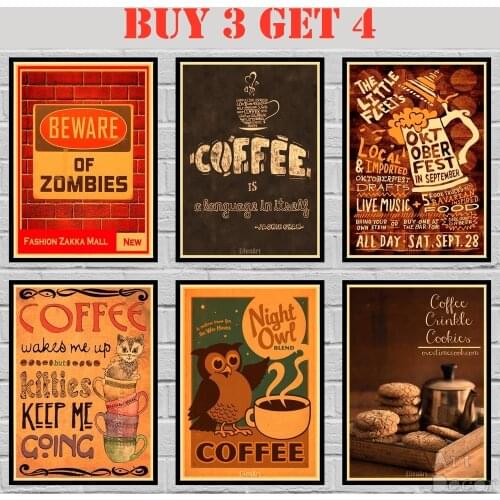 24Style Choose Coffee kraft Paper Poster For Cafe Bar Art Silk Print Poster 42X30cm