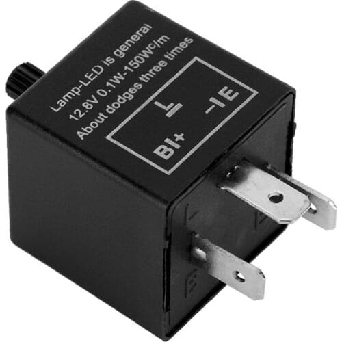 12V 0.1W-150W 3 Pin Adjustable LED Light Flasher Blinker Relay Can Be Fitted On Most Of Cars Or Motorcycles Black