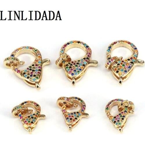 5Pcs CZ Lobster Clasp, Micro Pave Rainbow CZ Cubic Zirconia Connector Clasp. For Jewelry Making