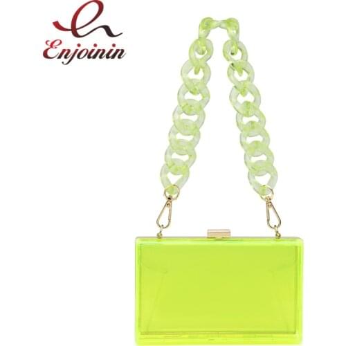 Big Acrylic Chain Transparent Box Women Fashion Purses and Handbags Shoulder Chain Bag Ladies Clutch Bag Crossbody Bag Bolsas