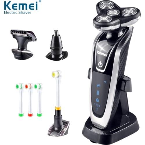 Kemei Electric Shaver Barbeador Mens Razor Shaving Machine head Dual Blades Portable Beard Trimmer Cutting for Side 40G