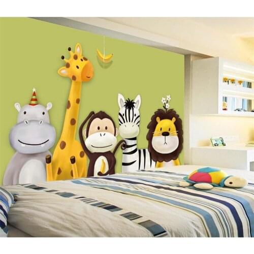 Custom Mural Wallpaper Childrens Room Bedroom Cartoon Theme Animals Painted Background Pictures Wall Decor Kids Wallpaper Roll