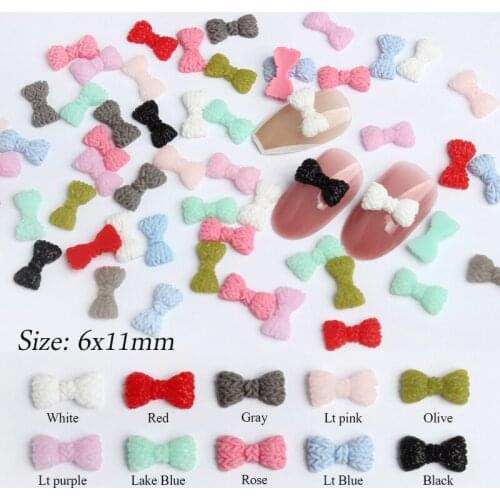 Resin Braided Shape Bow Tie 6X11MM Mix Color Nail Art Rhinestones Accessories 30/100PCS For DIY Manicure Decoration