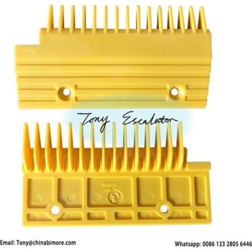 655B013H06 Escalator ABS Comb Plate Plastic Yellow L153mm W86.5mm Hole Space 92mm LEFT 15Teeth for escalator parts