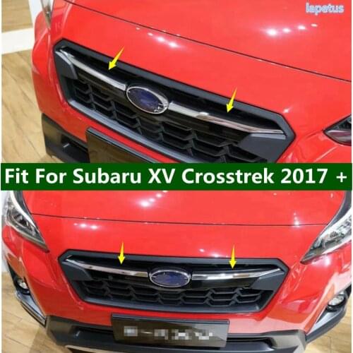 Lapetus Chrome Front Head Grille Grill Strip Decoration Frame Cover Trim 2 Piece Fit For Subaru XV Crosstrek 2017 - 2020