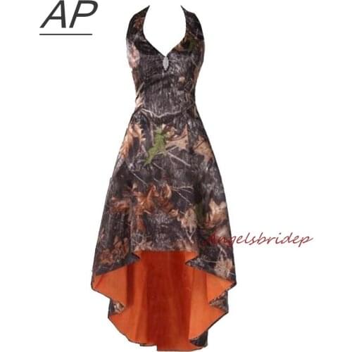 ANGELSBRIDEP Camo Halter Prom Dresses 2021 Vestido De Festa Off-Shoulder Lace-up Back Plus Size Party Gown Fashion Online Sale