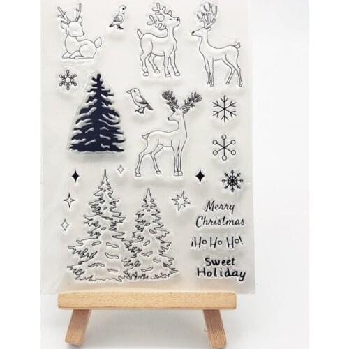 Kawaii Christmas Deer Transparent Clear Silicone Stamp Seal DIY Scrapbooking Stencil Coloring Decorative Office School Supplies
