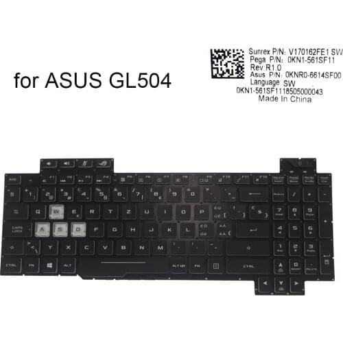 Swiss RGB backlit keyboard for Asus ROG Strix GL504 GM GL504GS GL504GW GL504GV Hero II SW notebook pc keyboards New 0KN1 561SF11