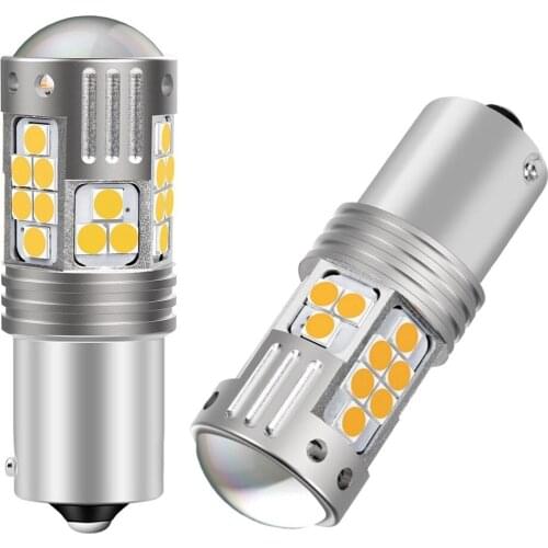 2PCS New 1156PY 7507 PY21W BAU15S Super Bright 3030 LED Bulbs Car Direction Indicator Lamps Auto Turn Signal Lights Amber Yellow