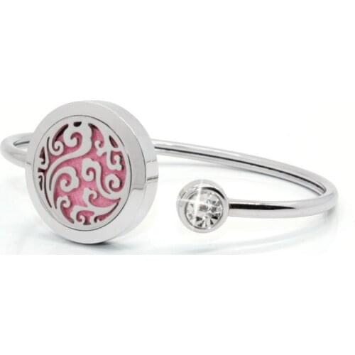 Magnetic Perfume Essential Oil Diffuser Locket Bracelet Wave Stainless Steel Bangle Jewelry For Women Gift