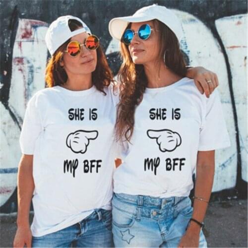 Fashion WomenT-shirt Forever Best Friends T shirt Loose Tops Cute Matching Letter Print White Casual Female Tshirt