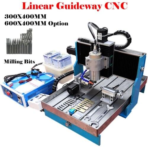 CNC 6040L 3040L Metal Router Kit Linear Guideway 2200W 4Axis Steel Table Wood Engraving Carving Milling Machine with Watertank