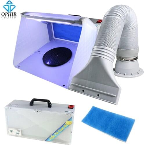 OPHIR Hobby Airbrush Spray Booth Exhaust Filter Extractor Set with LED Light for Model Airplane Crafts Paint_AC076LED