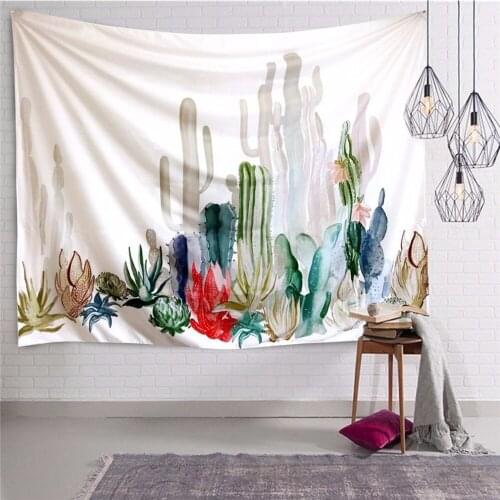 Green Plants Cactus Wall Hanging Cloth Tapestry,Multi-function Tapestry, Table Cloth, Wall Cloth, Wearable Beach Blanket